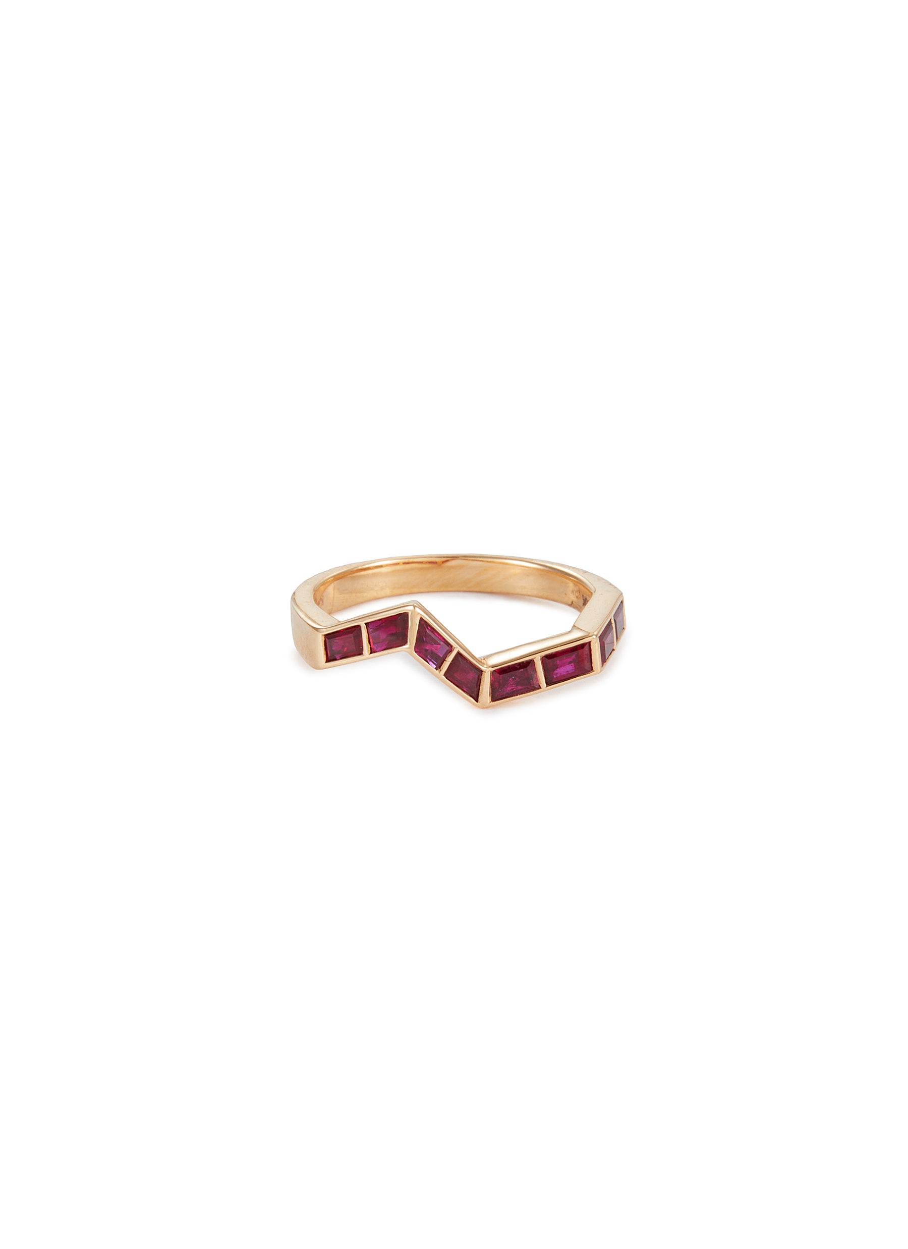 KAVANT & SHARART ‘Origami Ziggy' Ruby 18K Gold Step Ring
