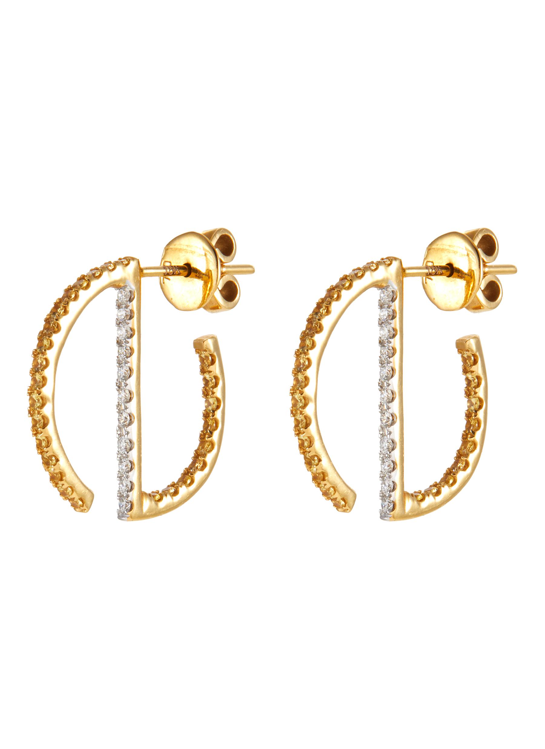 KAVANT & SHARART ‘GeoArt' Diamond 18K Gold S-Shaped Earrings