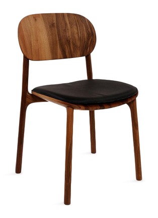 Main View - Click To Enlarge - ZANAT - UNNA WALNUT WOOD LEATHER CUSHION DINING CHAIR