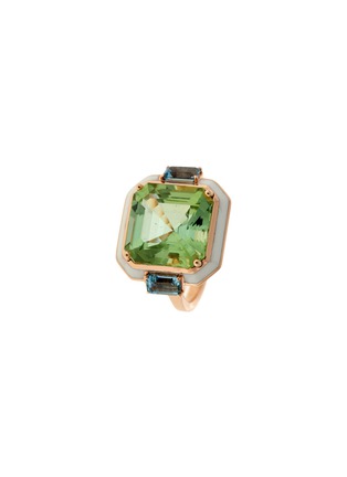 Main View - Click To Enlarge - SELIM MOUZANNAR - ‘Gemma’ Tourmaline Aquamarine Ivory Enamelled 18K Pink Gold Ring