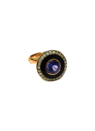 Main View - Click To Enlarge - SELIM MOUZANNAR - ‘MINA’ DIAMOND TANZANITE 18K PINK GOLD ENAMEL RING