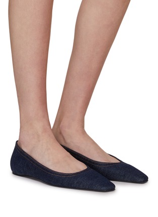 Figure View - Click To Enlarge - TOTEME - SQUARE TOE DENIM BALLET FLATS