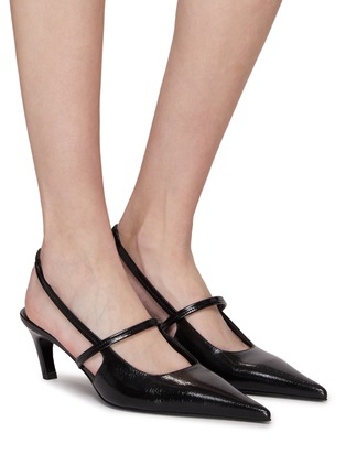 Figure View - Click To Enlarge - TOTEME - Leather Point Toe Slingback Pumps