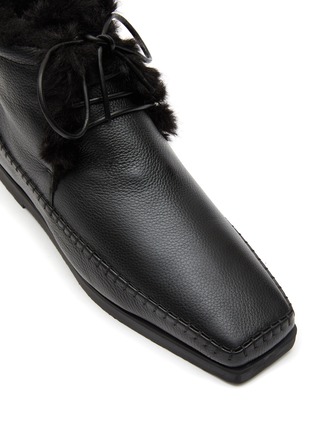 Detail View - Click To Enlarge - TOTEME - Shearling Leather Square Toe Moccasins