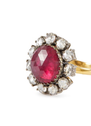 Detail View - Click To Enlarge - AMRAPALI LONDON - ‘VICTORIAN’ DIAMOND RUBY 18K YELLOW GOLD SILVER RING