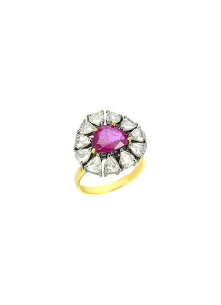 Main View - Click To Enlarge - AMRAPALI LONDON - ‘VICTORIAN’ DIAMOND RUBY 18K YELLOW GOLD RING
