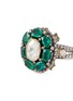 Detail View - Click To Enlarge - AMRAPALI LONDON - ‘Victorian’ Diamond Emerald 18K White Gold Silver Ring