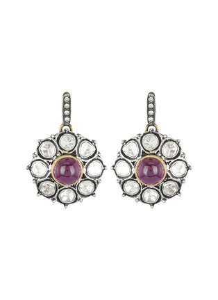 Main View - Click To Enlarge - AMRAPALI LONDON - ‘VICTORIAN’ DIAMOND RUBY 14K YELLOW GOLD SILVER EARRINGS
