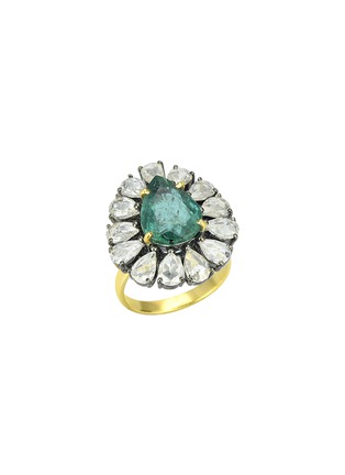 Main View - Click To Enlarge - AMRAPALI LONDON - ‘VICTORIAN’ DIAMOND EMERALD 18K YELLOW GOLD RING