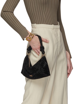 Figure View - Click To Enlarge - CULT GAIA - ‘Hera’ Knotted Top Handle Crystal Embellished Slouchy Shoulder Bag