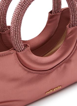 Detail View - Click To Enlarge - CULT GAIA - ‘Nika’ Crystal Embellished Coiled Top Handle Satin Bag