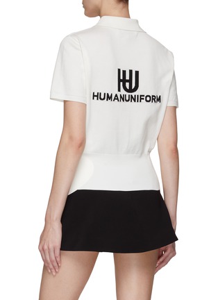 Back View - Click To Enlarge - HUMANUNIFORM - Logo Appliqué Polo Collar Knit Short Sleeve Golf Shirt
