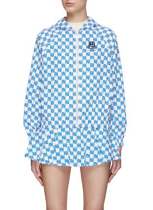 Main View - Click To Enlarge - HUMANUNIFORM - All Over Logo Zip Up Hoodie