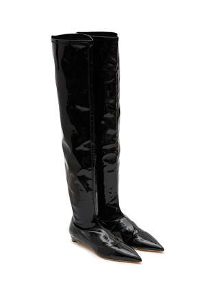 Detail View - Click To Enlarge - AERA - ‘Nicoletta’ Patent Effect Vegan Leather Point Toe Boots
