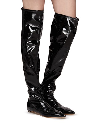 Figure View - Click To Enlarge - AERA - ‘Nicoletta’ Patent Effect Vegan Leather Point Toe Boots