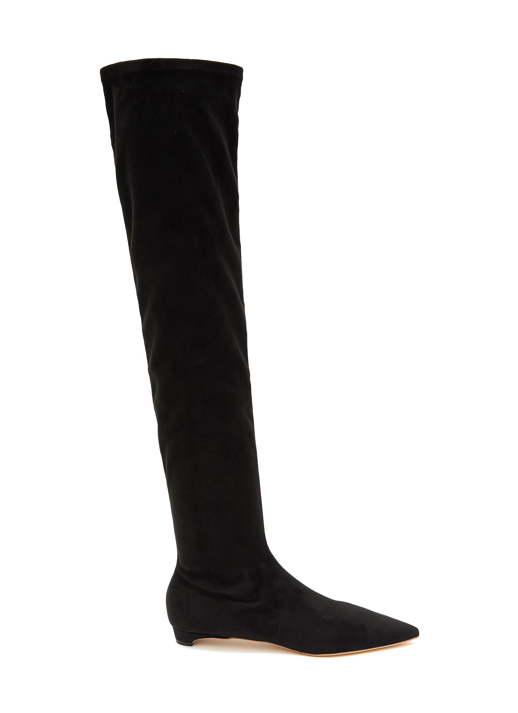 Aera ‘nicoletta' Suede Effect Point Toe Boots In Black