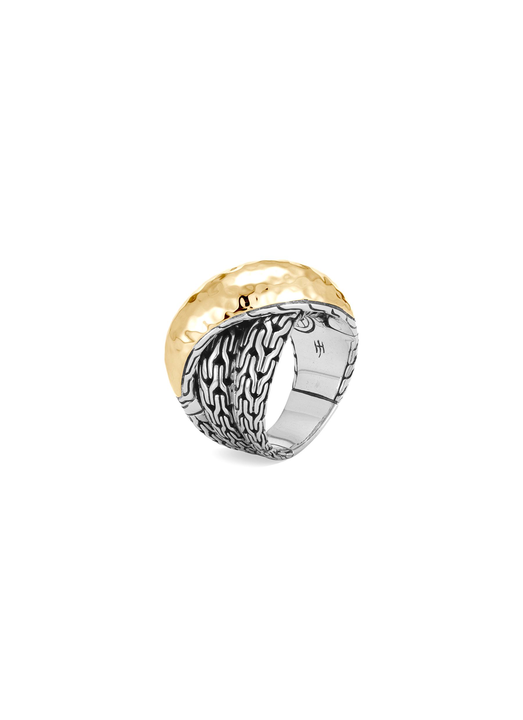 John Hardy Sterling Silver & 18k Bonded Gold Classic Chain Hammered Crossover Ring