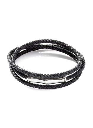 Main View - Click To Enlarge - JOHN HARDY - ‘Bamboo’ Silver Woven Leather Triple Wrap Bracelet
