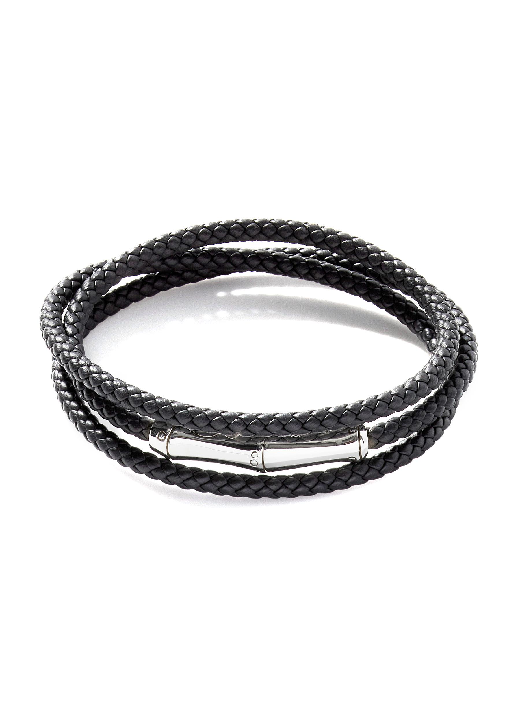 John Hardy Men's Bamboo Black Leather Bracelet