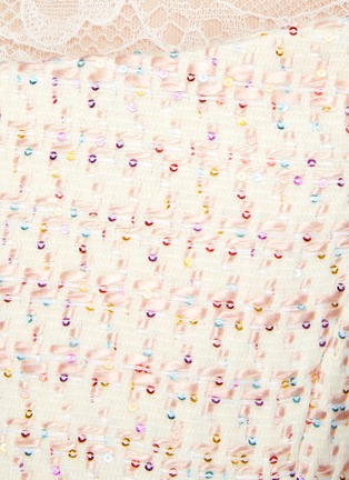  - GIAMBATTISTA VALLI - Lace Panel Off-Shoulder Sequin Embellished Tweed Mini Dress