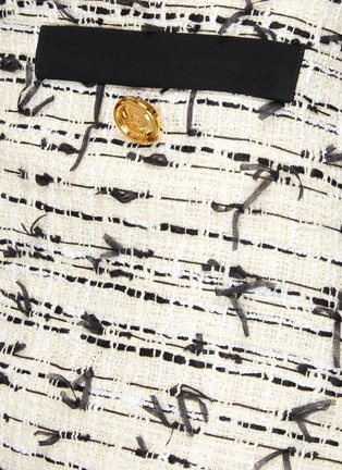  - GIAMBATTISTA VALLI - Button Embellished Frayed Hem Bouclé Tweed Mini Skirt
