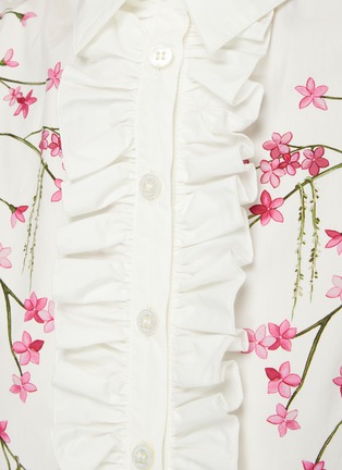  - GIAMBATTISTA VALLI - Floral Embroidery Sleeveless Cotton Poplin Midi Dress