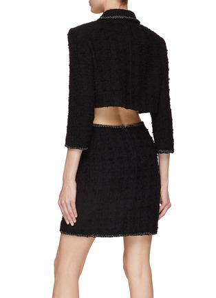 Back View - Click To Enlarge - GIAMBATTISTA VALLI - Single Breasted Bouclé Tweed Cropped Jacket
