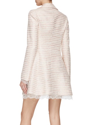 Back View - Click To Enlarge - GIAMBATTISTA VALLI - Sequin Embellished Lace Trim A-Line Tweed Coat