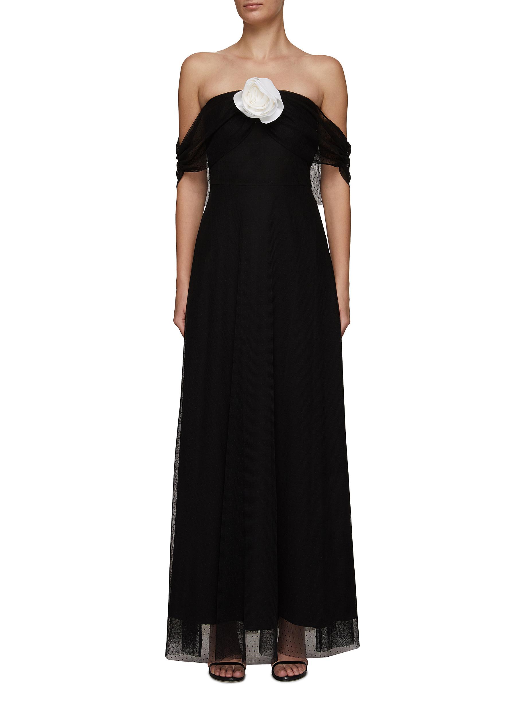 slim fit dress slacks Loveland Off-Shoulder Lace Maxi Dress Black– Selfie Leslie