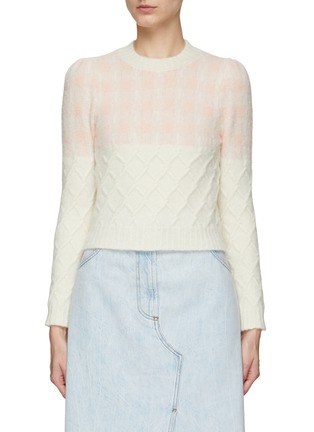 Main View - Click To Enlarge - BERNADETTE - GINGHAM INTARSIA PUFF SHOULDER KNIT SWEATER