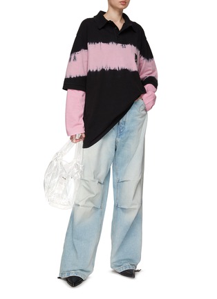 Figure View - Click To Enlarge - ACNE STUDIOS - Face Embroidery Polo Shirt Overlay Long Sleeve T-Shirt