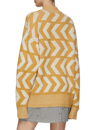 Back View - Click To Enlarge - ACNE STUDIOS - Face Logo Arrow Pattern Wool Knit Mock Neck Sweater