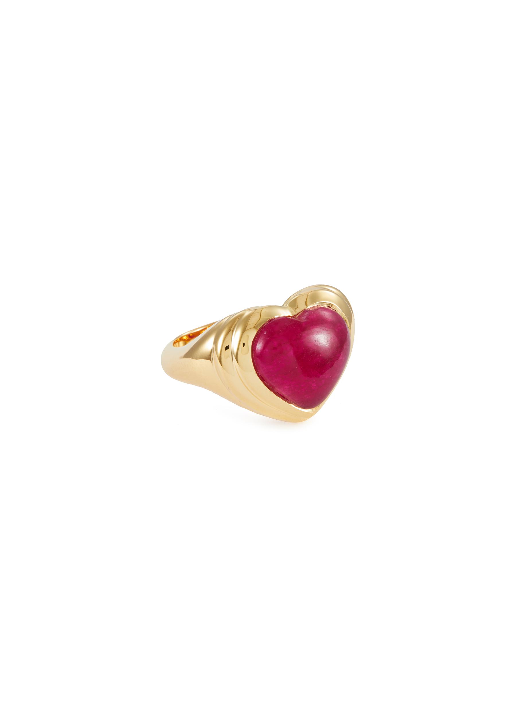 Missoma Jelly Heart Gemstone Ring 18ct Gold Plated/pink Quartz Gold/pink In Metallic