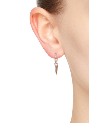 Figure View - Click To Enlarge - MISSOMA - ‘CLAW’ SILVER PLATED MINI CLAW CHARM HOOP EARRINGS