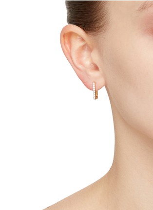 Figure View - Click To Enlarge - MISSOMA - ‘TWISTED’ PAVE OVATE HUGGIE EARRINGS
