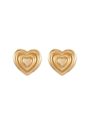 Main View - Click To Enlarge - MISSOMA - ‘PEACE & LOVE’ RIDGED HEART STUD EARRINGS