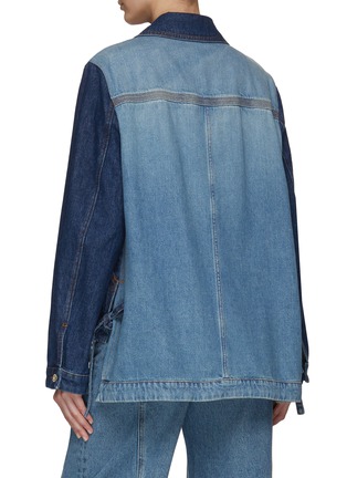 Back View - Click To Enlarge - LOEWE - LONG SLEEVE TWO-TONE ANAGRAM LEATHER PATCH DENIM WORKWEAR JACKET