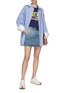 Figure View - Click To Enlarge - LOEWE - Anagram Embroidery Asymmetric Washed Denim Mini Skirt