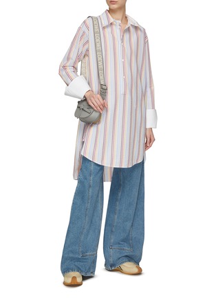 Figure View - Click To Enlarge - LOEWE - Detachable Collar Rainbow Stripe Shirt Dress