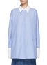 Main View - Click To Enlarge - LOEWE - Logo Embroidered Hidden Placket Striped Cotton Button Up Shirt
