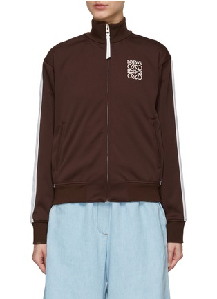 Main View - Click To Enlarge - LOEWE - Logo Embroidery Contrast Stripe Track Jacket