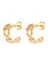 AURÉLIE BIDERMANN - ‘SELMA’ GOLD PLATED METAL FOUR LEAF CLOVER MOTIF SMALL HOOP EARRINGS