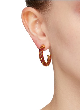 Figure View - Click To Enlarge - AURÉLIE BIDERMANN - ‘LIWA’ GOLD PLATED METAL BAKELITE SWIRL MOTIF HOOP EARRINGS