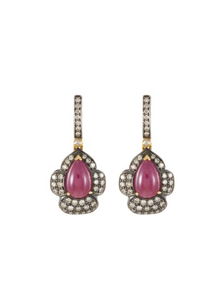 Main View - Click To Enlarge - AMRAPALI LONDON - DIAMOND RUBY 18K YELLOW GOLD SILVER EARRINGS