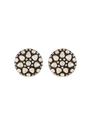 Main View - Click To Enlarge - AMRAPALI LONDON - Diamond 14K Gold Silver Round Stud Earring