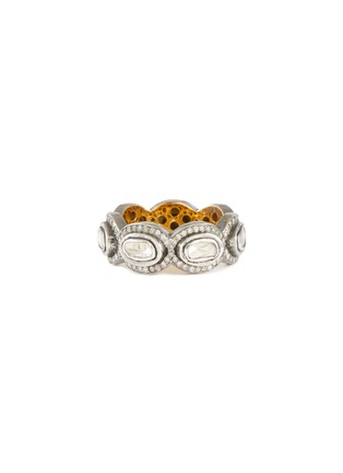 Main View - Click To Enlarge - AMRAPALI LONDON - Diamond 18K Gold Silver Oval Band Ring