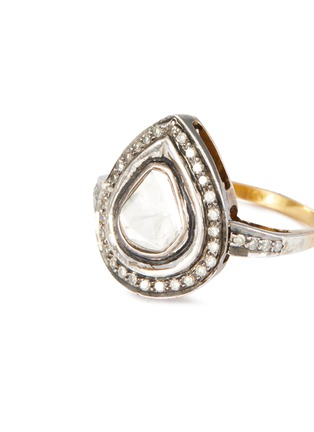 Detail View - Click To Enlarge - AMRAPALI LONDON - Diamond 14K Gold Silver Tear-Shaped Ring