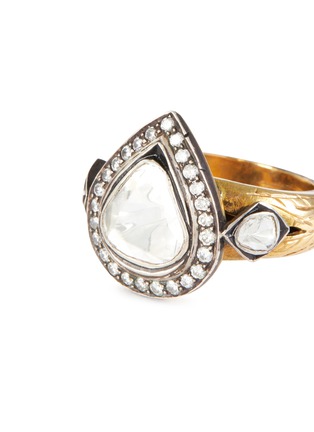 Detail View - Click To Enlarge - AMRAPALI LONDON - Diamond 14K Gold Silver Tear-Shaped Ring