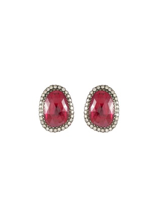 Main View - Click To Enlarge - AMRAPALI LONDON - Diamond Ruby 18K Gold Silver Stud Earring