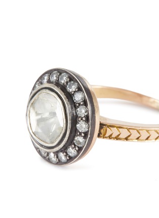 Detail View - Click To Enlarge - AMRAPALI LONDON - Diamond 14K Gold Silver Engraved Ring